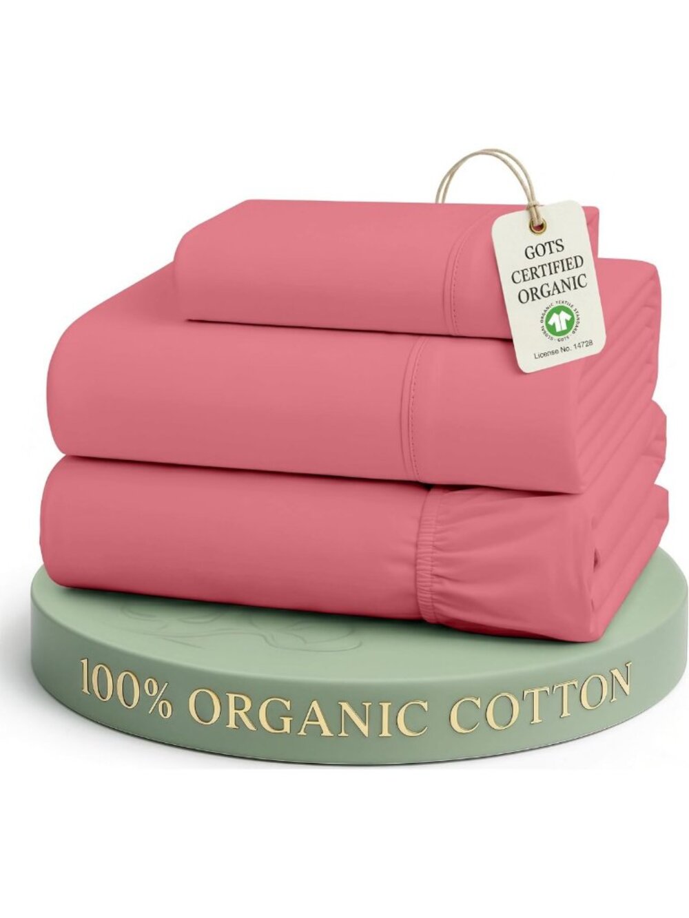 Organic Cotton Twin Sheet Set - 3pc Percale Bedding in Mineral Red, Eco-Friendly